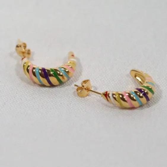 Jewelvers Earrings 18k GoldFilled Croissant Enamel Earrings Gold Earrings