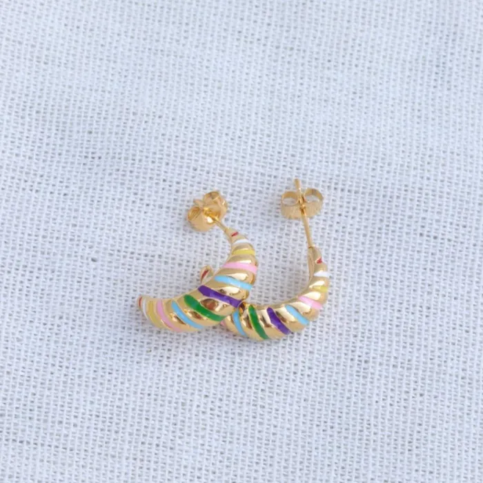 Jewelvers Earrings 18k GoldFilled Croissant Enamel Earrings Gold Earrings