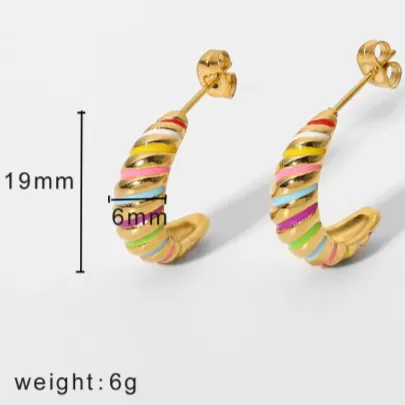 Jewelvers Earrings 18k GoldFilled Croissant Enamel Earrings Gold Earrings