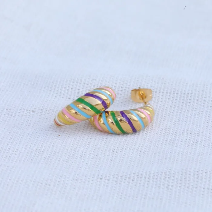 Jewelvers Earrings 18k GoldFilled Croissant Enamel Earrings Gold Earrings
